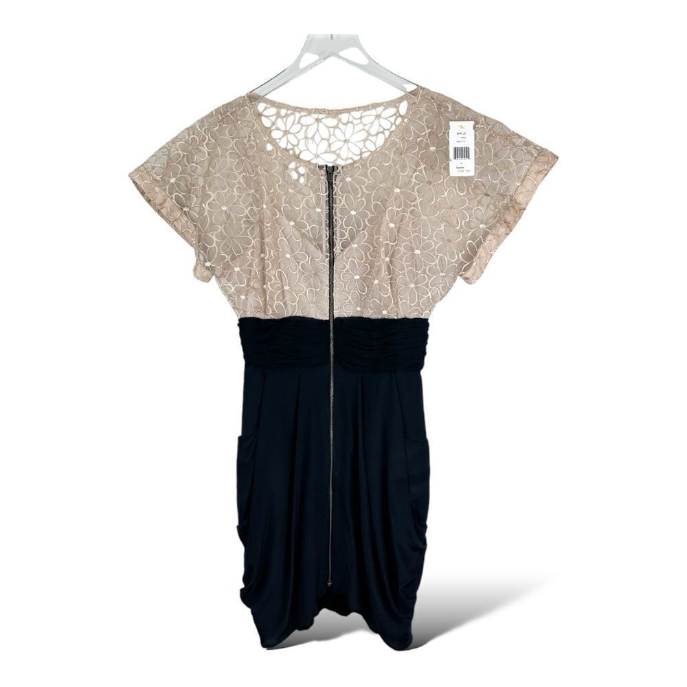 Frock Tracy Reese Dress Short Sleeve Sheer Top Cocktail Dress Black Silk Skirt 4